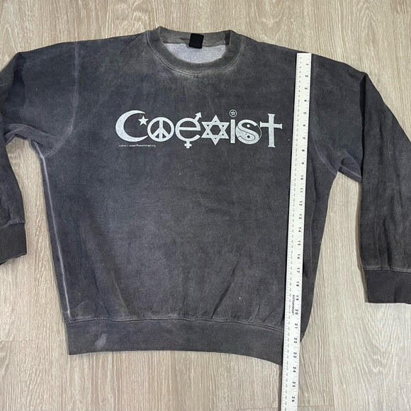“Coexist” Faded Crewneck Sweatshirt Sz. S - Picture 4 of 6